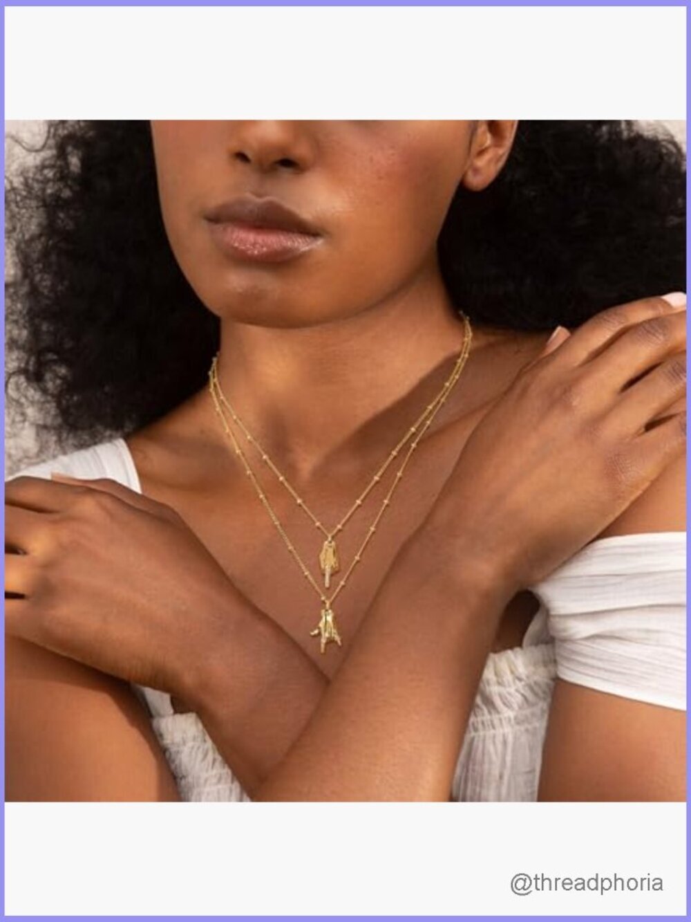 18K Gold Plated Hand Charm Pendant Necklace Dainty Cubic Zirconia Jewelry - Picture 2 of 7